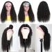 16 Inch Kinky Curly Brazilian Remy Human Hair Headband Wig for Black Women - 150% Density Half Wig - Buy Online on GoSupps.com