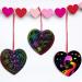 Valentine Crafts Scratch Paper Ornaments Kit - 60 Heart Shapes with Rainbow Scratch Art, Includes 10 Wooden Styluses and 60 Ribbons for DIY Decorations - Buy Online on GoSupps.com