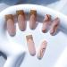 Gold Brown Wave Coffin Press-on Nails - Long Full Cover False Nails for Women - Buy Online on GoSupps.com