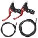 Lomodo 4 Pieces Bicycle Brake Accessories Including 2 Pack V-Brake Handlebar Aluminium Alloy Brake Levers (2.2 cm in Diameter) and 2 Pack Brake Wire for Mountain/ Road/ MTB Bike (Red)