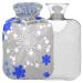 NAANLE hot water bottle with lid blue Flowers Transparent hot water bottle heat bottle for back pain relief handfoot warmer neck hot and cold therapy 2l