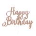 LissieLou Happy Birthday Pretty Cake Topper Glitter Card Rose Gold Made in the UK