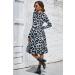 OUGES Women's Spring Casual Midi Dress with Long Sleeve V-Neck and Floral Print - S Leopard02 - Buy Online on GoSupps.com