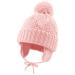 Pesaat Knitted Baby Winter Beanie Earflap Warm Hat for Infant Toddler Boys Girls Fleece Lined Beanies with Pompom 0-6 Months Skin Pink