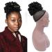 Liliyab Loc Bun DreadLock Bun Afro High Puff Drawstring Ponytail Hair Bun Hairpieces Faux Locs Clip In Pony Tail for Black Women (2) 1 Count (Pack of 1) 2