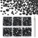 Black Nail Art Rhinestones, Glass Flat Back Rhinestones, Crystals Nail Gems for Nail Design, Rhinestones for Crafts, Face, 3D Nail Jewels Rhinestones Set with Rhinestone Picker Dotting Pen (1880Pcs)