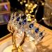 Vintage Royal Queen Teardrop Rhinestone Diadem Tiaras Crown - Silver Blue Stone | Wedding Hair Jewelry - Buy Online on GoSupps.com