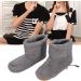 Focae Heated Foot Warmer - Soft Plush Heating Boots & USB Charging Slippers for Foot Pain Relief (Gray) - Buy Online on GoSupps.com
