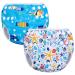 Luxja swimming diaper reusable (2 pieces) baby swimming trousers more adjustable washable swimming diaper for baby (0-3 years) Shell + blue fish