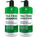 Tea Tree Oil Shampoo and Conditioner Set - Anti Dandruff Sulfate and Paraben Free Itchy and Dry Scalp Treatment with Keratin, Vitamin B5, Collagen, Men and Women, 2 x 16.9 Fl Oz