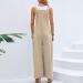 1983 Women's Summer Casual Loose Jumpsuit Wide Leg Pants, Khaki Medium - Buy Online on GoSupps.com
