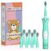 CHAIN PEAK Kids Sonic Electric Toothbrush Cute Bear Rechargeable Toothbrush for Children Boys Girls Age 3-12 with 30s Reminder 2 Min Timer 5 Modes 8 Brush Heads Bear Toothbrush Green+8 Heads