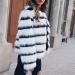 Women's Elegant Cropped Faux Fur Party Coat - Black & White Stripe Colorblock - Size XL - Buy Online on GoSupps.com