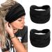 TERSE 2 Packs Headbands for Women Boho Extra Wide 7 Black Head Bands African Knotted Non Slip Fashion Hair Band Stretch Yoga Workout Running Gym Hairbands Turban Bandana for Girls Color-D