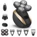 Skull Shavers for Men Head Shavers for Bald Men 5 in 1 Rechargeable Shavers Hair Clippers Nose Hair Trimmer Cleaning Brush Hair Manager Portable Pubic Hair Trimmer Idea Gift for Men(Gold 02)