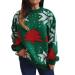 Genetic women Christmas sweater knitting sweaters Christmas sweater Christmas motif elk snowflakes print knitted upper parts sweater sweatshirt sweater sweater Christmas women women sweater green-3 s