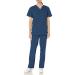 Cherokee Men and Women Scrub Set Modern Fit V-neck Scrub top with Mid Rise Drawstring Pants WW530C Medium Navy