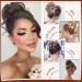 Sofeiyan Claw Clip Messy Bun Hair Piece - Wavy Curly Chignon Ponytail Extension in Dark Brown/Light Auburn - Buy Online on GoSupps.com