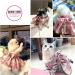 PETCARE Plaid Dog Dress Bow Tie Harness Leash Set | Small Dogs & Cats | Princess Puppy Outfit | Chihuahua Yorkies | Spring Summer Clothes | Pink (Suggested 3-5 lbs) - Buy Online on GoSupps.com