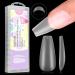 Saviland Medium Coffin Nail Tips  Gel Nail Tips 360 PCS Pre-shape Soft Gel Nail Tips Clear False Nails In 15 Sizes No Need Base Gel for Acrylic Nails Extension Nail Art Nail Salon Manicure Gift B - Medium Coffin