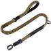 Emergency Auto Unlock Dog Leash, SLGOL 4-5FT Heavy Duty Elastic Bungee Dog Leash with Car Seatbelt, Shock Absorbing, with Comfortable Padded Handle and Traffic Handle Suitable for Dog Training Khaki