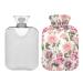 Hot Water Bottle 2L with Cover Rose Pattern Pink Hot Water Bag for Pain Relief Hand Feet Warmer Winter