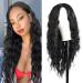 Curly Wavy Wigs Synthetic Wig Pre Plucked with Brazilian Human Hair for Black and White Women 150% Denisty Natural Color 22Inch JPONDO  22-22.5 Inch