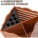 Professional Salon Scissor Shear Holder Box - Brown Wooden Desktop Storage for Hairdressers & Groomers | 4-Grille Sponge Holder with Comber Clips Stand - Buy Online on GoSupps.com