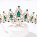 FORSEVEN Crystal Wedding Tiara for Women - Gold+Green Princess Crown Headband - Buy Online on GoSupps.com