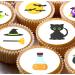 24 Halloween Witch style pre-cut Cupcake Cake Toppers Wafer Rice Paper