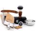 Haryali London Razor set-6-part shaving brush set-sustainable shaving set-wood-razor brush-razor-shaving bowl-leather stripes-Hon mass-alum wand-for smooth shaving