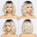 Bestung Ombre Dark Blonde Bob Wig with Fringe | Neck Length Wavy Blonde Hair Wig for Women | Natural Looking Synthetic Fancy Dress Wig (10 Inches) - Buy Online on GoSupps.com