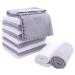 12 Pack Baby Washcloths - Extra Absorbent Microfiber Coral Fleece - Grey & White - 12x12 Inches - Newborns to Toddlers - Buy Online on GoSupps.com