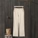Ceangrtro Women's Beige Linen Crop Wide Leg Capris, Elastic High Waist with Pockets - Size X-Large - Buy Online on GoSupps.com