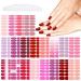 YECIRALA 20 Sheets 280 Pcs Nail Stickers Full Nail Wraps Pink Gel Nail Polish Strips for Women Girls Solid Gel Nail Strips Stick On Nails Polish Stickers Nails for Women Nails Designs Stickers Style1