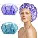Smilco shower caps for women reusable waterproof 2 Pack large shower cap,EVA Hair Caps Double Waterproof Layers Shower Cap for Women Hair Protection. Large Two colors-Purple+Blue