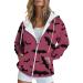 Halloween Costumes Printed Hooded Pull Out Zipper Pocket Jacket Fleece Coats for Women plus Size XX-Large Hot Pink