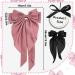 2Pcs Big Bow Hair Clips for Women - Black+Pink French Hair Barrettes with Long Ribbon - Soft Satin Hair Bows for Girls - Buy Online on GoSupps.com
