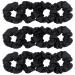 IVARYSS Black Scrunchies for Women Premium Satin Softer than Silk Elastic Bands Ponytail Holder Hair Accessories 12 Pack