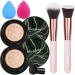 2 PCS Air Cushion CC Cream Nature Foundation ,Foundation Brush Powder Brush,Moisturizing Concealer, Bright Makeup Base Long Lasting with Mushroom Makeup Sponge Natural