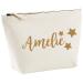 Personalized Name Cosmetic Bag Ladies Make-up Bag for Handbag Makeup Bag Large - 34 cm x 22 cm x 11 cm 5 Litres Cream