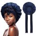 Gugugo silk hood for sleeping silk bonnet adjustable silk hood sleeping hood silk sleeping hat women satin hood satin hood sleep silk sleeping cap dark blue
