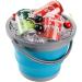Bekith 2 Pack Collapsible Plastic Bucket with Locking Lid - 5L Portable Fishing Water Pail for Camping and Outdoor Survival - Blue Gray - Buy Online on GoSupps.com