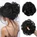 JJStar hair part with rubber band large bun hair part lured hair tie with hair teat hairstyles hair extension messy bun hair parts for women girls ponytail (deep black)