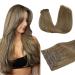 Doores real hair extensions clip in medium light brown 35cm 14 inch 7 pieces 110g seamless clip in extensions real hair extensions seamless remy human clips in hair extension seamless 35cm-111110g #6a medium light brown-close