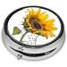 Bloom Sunflowers Mini Round Pill Box | 3 Compartment Organizer | Portable Travel Case for Home & Office - Buy Online on GoSupps.com