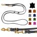 Dogeleine fat leather brass small dogs / large dogs 2m / 2.40m / 2.80m / 3.50m / 5m Double linen adjustable (5m x 15mm gray) 5m x 15mm gray