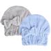 Microfiber Hair Towel Cap for Women Wet Short or Long Curly Hair Super Absorbent Quick Dry Turbans Anti Frizz Great Gift for Women and Girls (Blue+Grey 2)