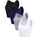 4-Piece Women's Basic Crop Tank Top Set - Short Sleeve Sports Crop Tops in Black, White, Gray, Navy (Medium) - Buy Online on GoSupps.com