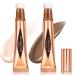 HOSAILY 2Pcs Contour Beauty Wand  Liquid Contour and Highlighter Stick with Cushion Applicator  Long Lasting Smooth Blendable Cream Contour Stick Liquid Bronzer Stick Face Illuminator Makeup (03+05)